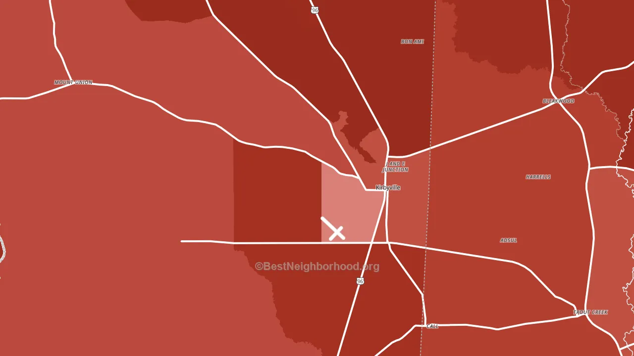 75956, TX block-group political-lean map