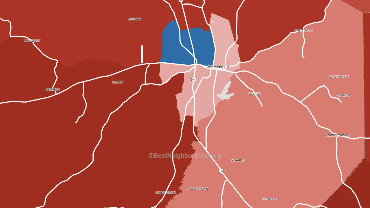 75972, TX block-group political-lean map