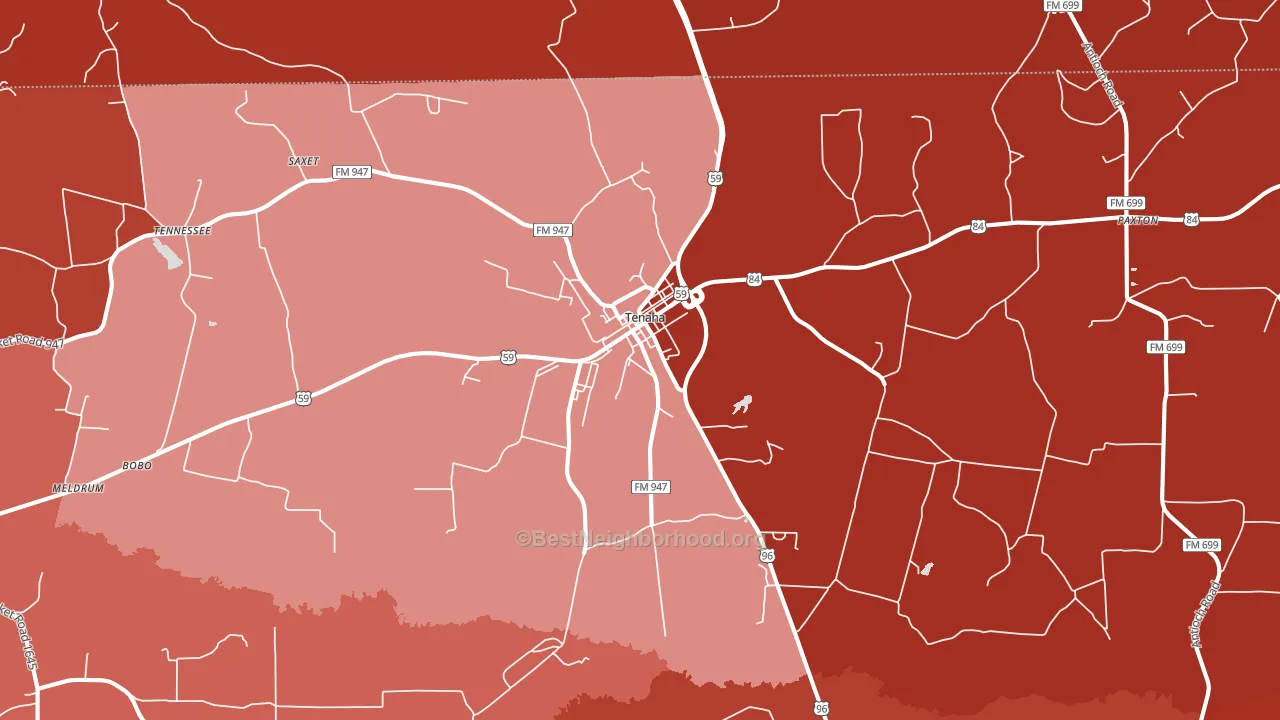 75974, TX block-group political-lean map