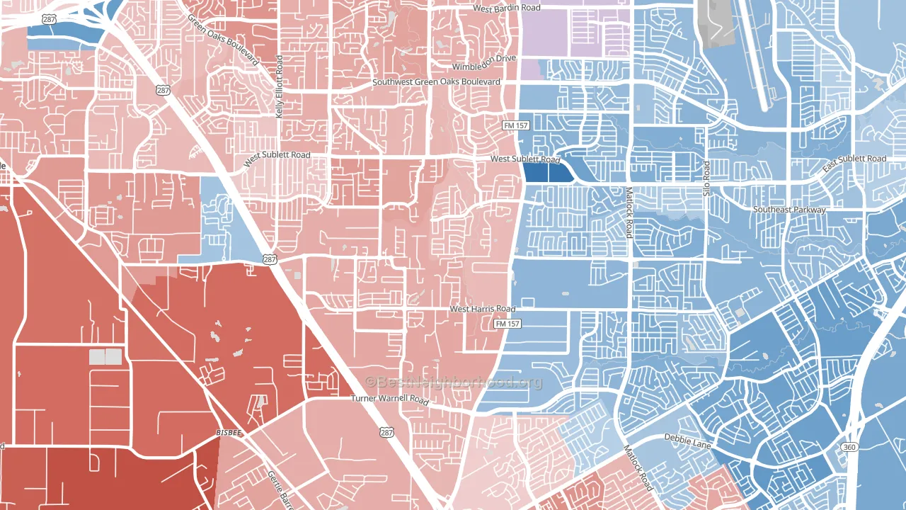76001, TX block-group political-lean map