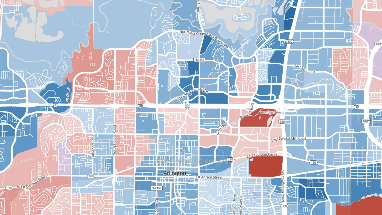 76011, TX block-group political-lean map