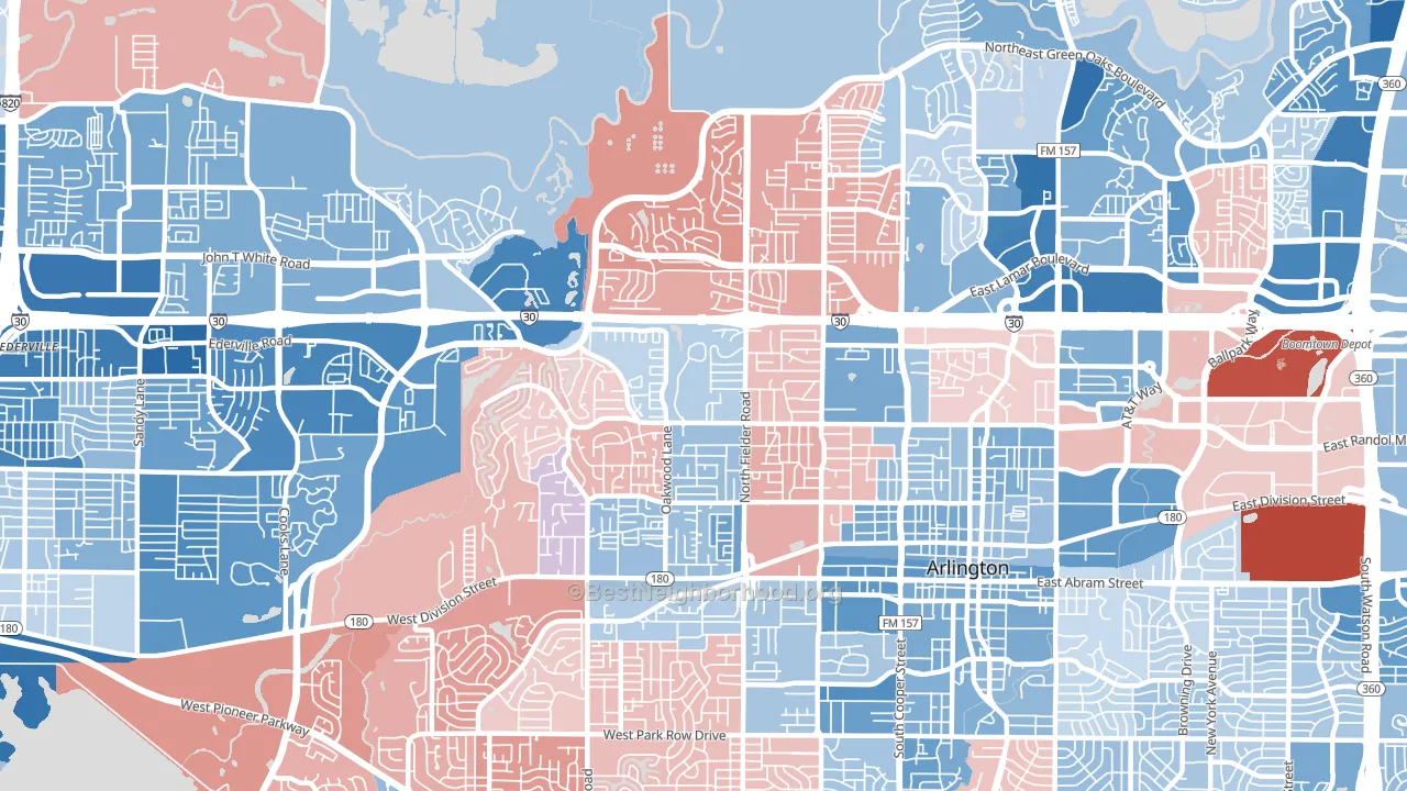 76012, TX block-group political-lean map