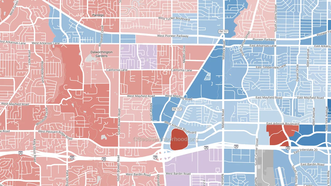 76015, TX block-group political-lean map