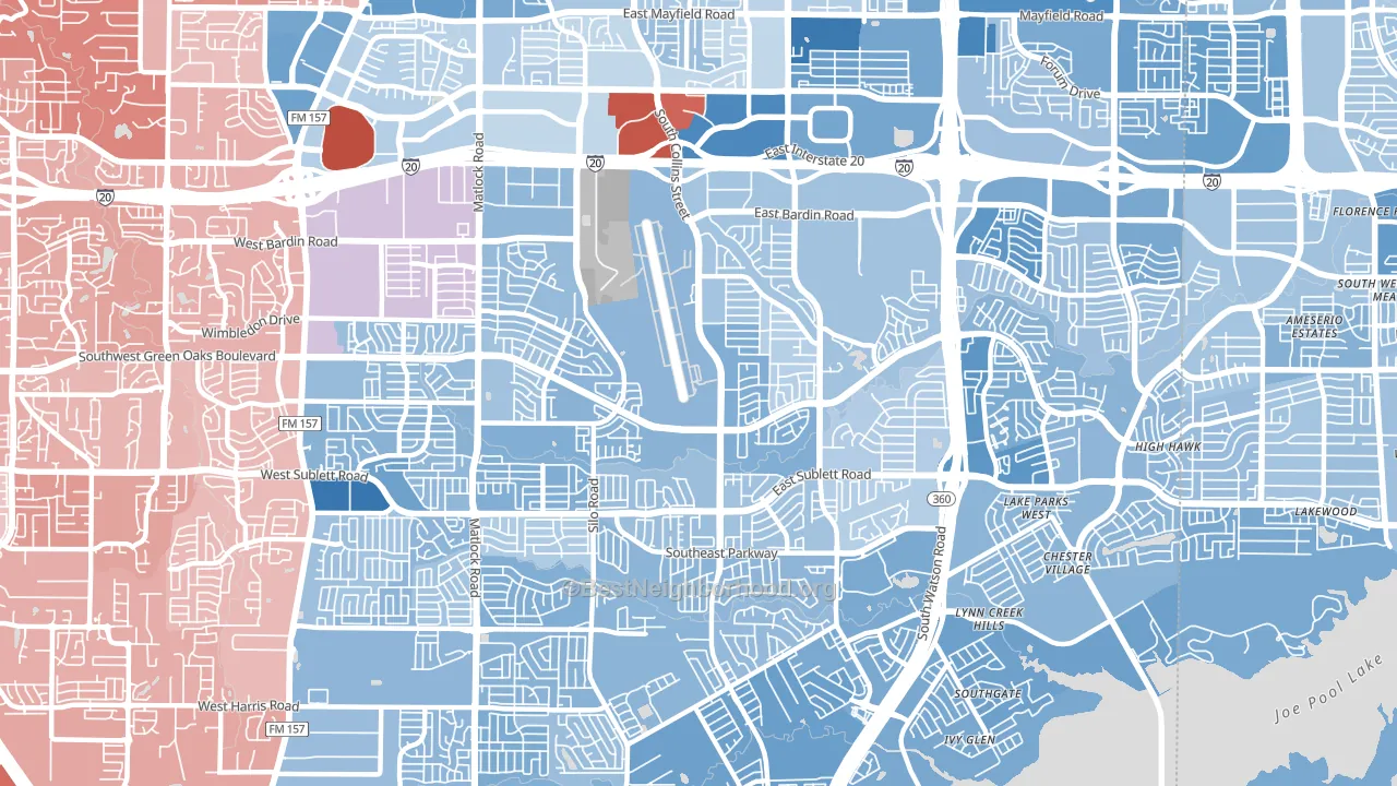 76018, TX block-group political-lean map