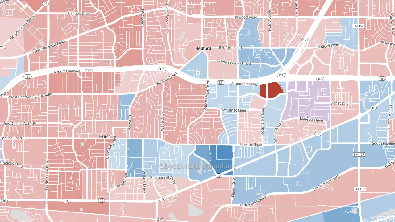 76022, TX block-group political-lean map