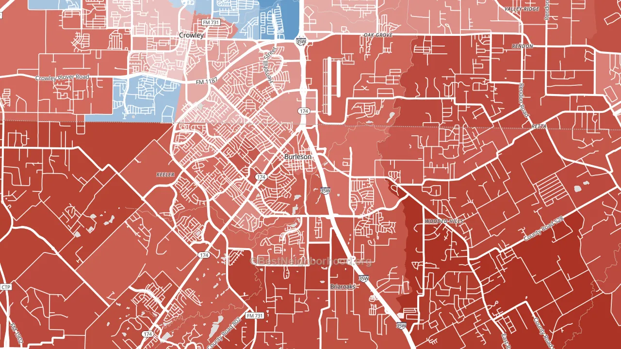 76028, TX block-group political-lean map