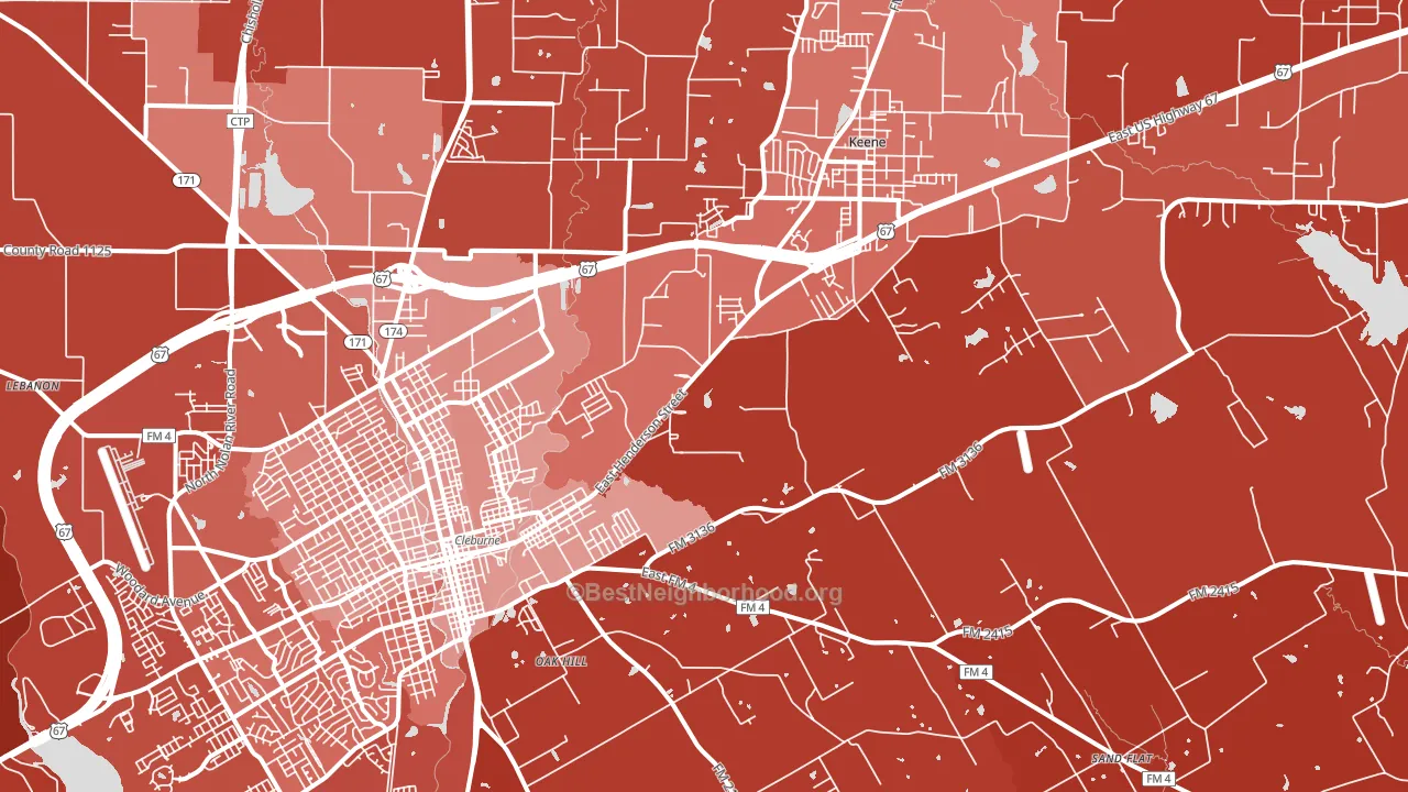 76031, TX block-group political-lean map