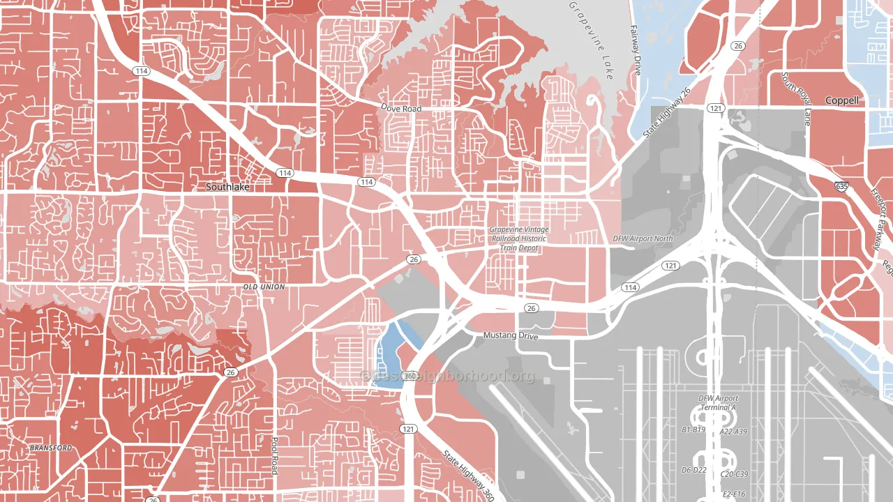 76051, TX block-group political-lean map