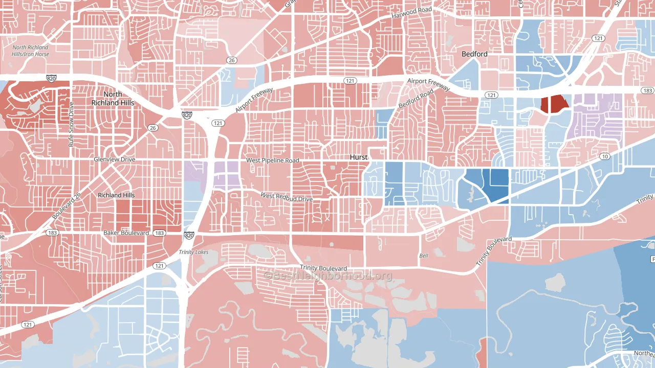76053, TX block-group political-lean map