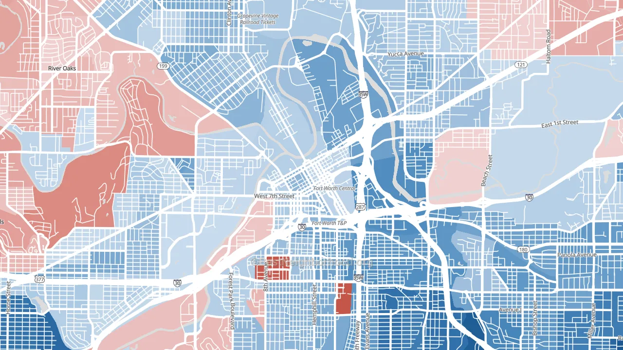 76102, TX block-group political-lean map