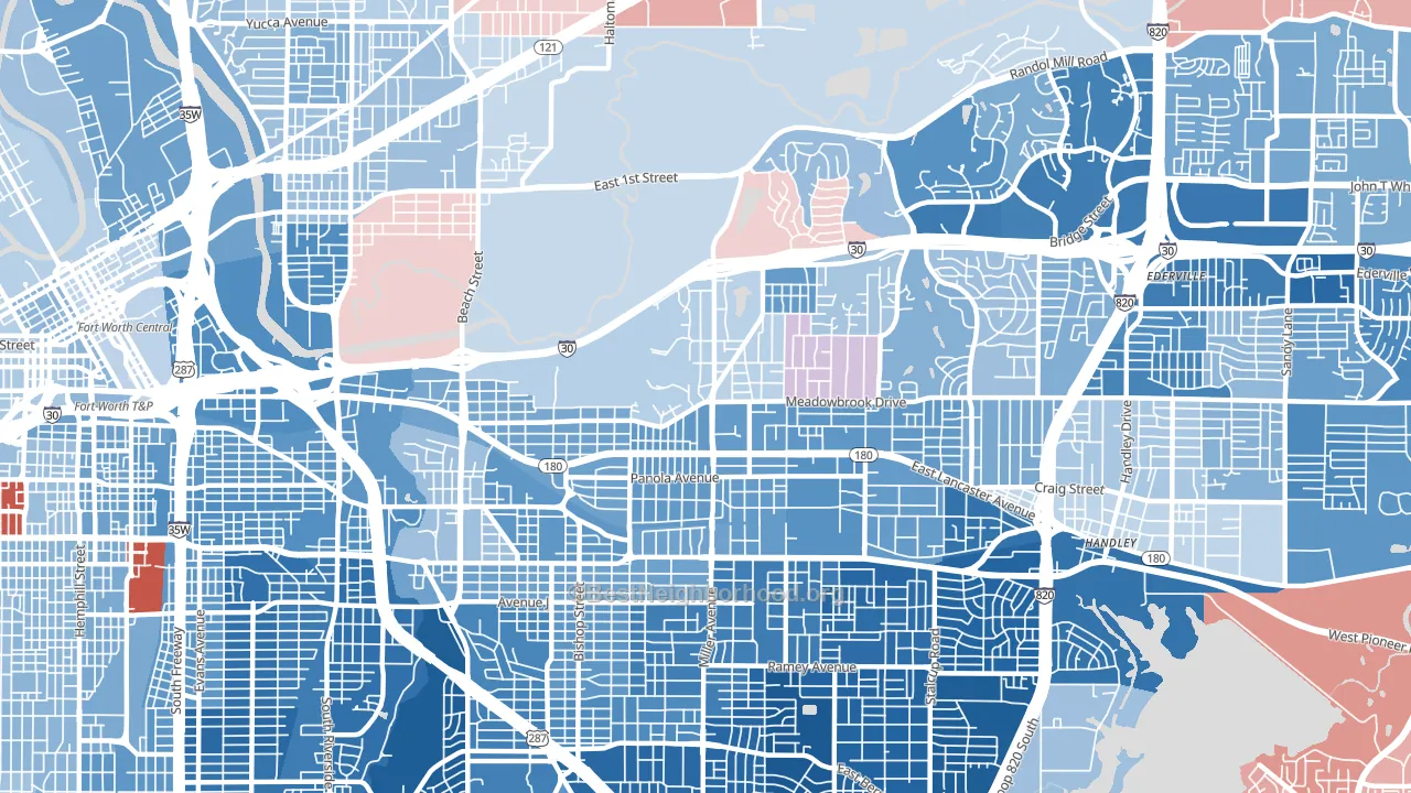 76103, TX block-group political-lean map