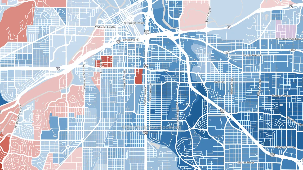 76104, TX block-group political-lean map