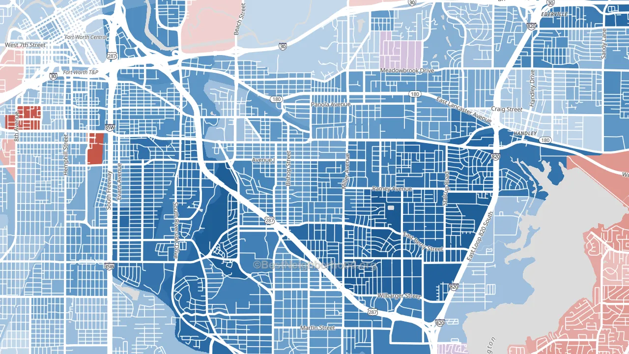 76105, TX block-group political-lean map