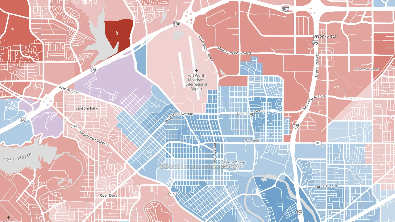 76106, TX block-group political-lean map