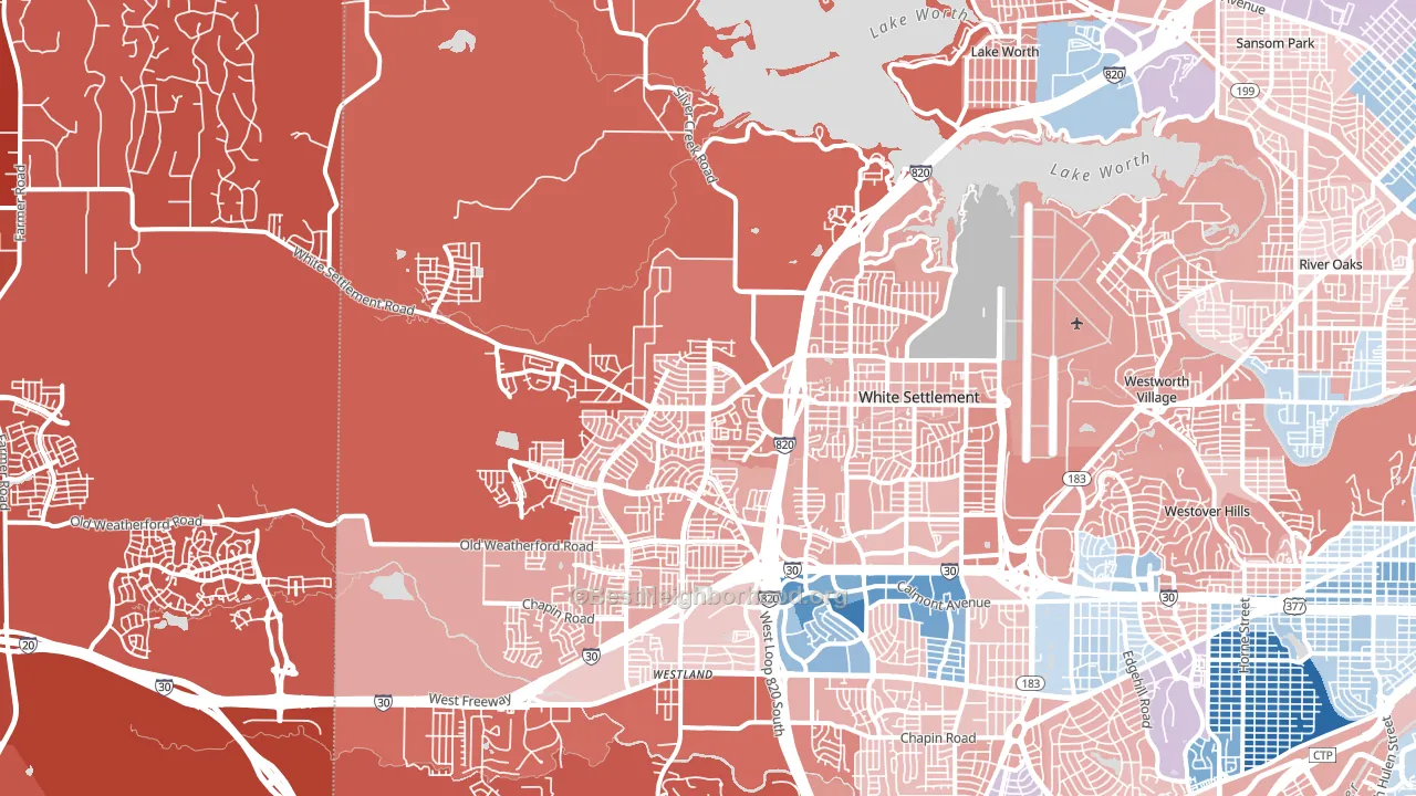 76108, TX block-group political-lean map