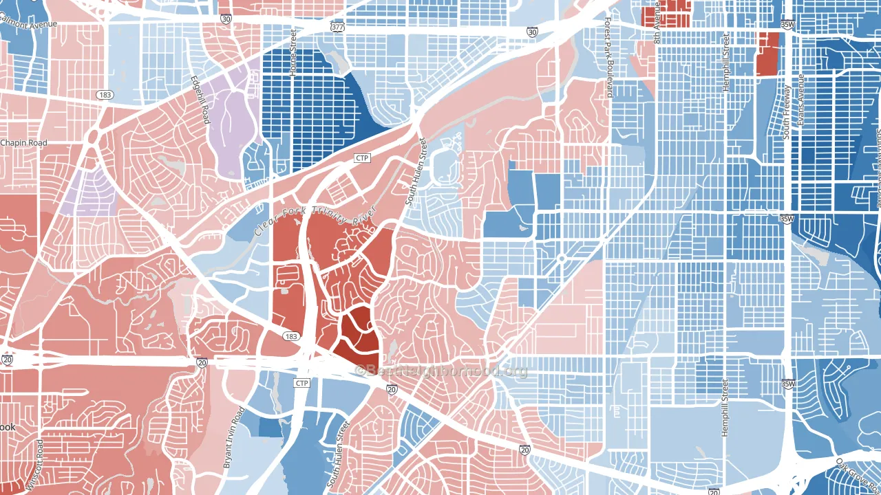 76109, TX block-group political-lean map