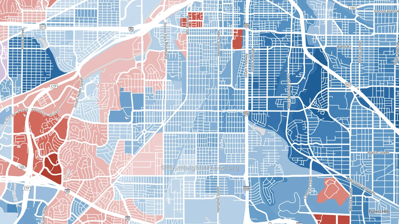 76110, TX block-group political-lean map