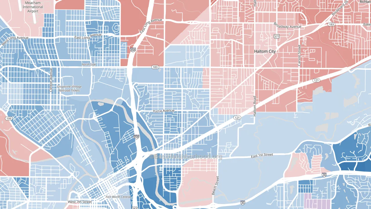 76111, TX block-group political-lean map