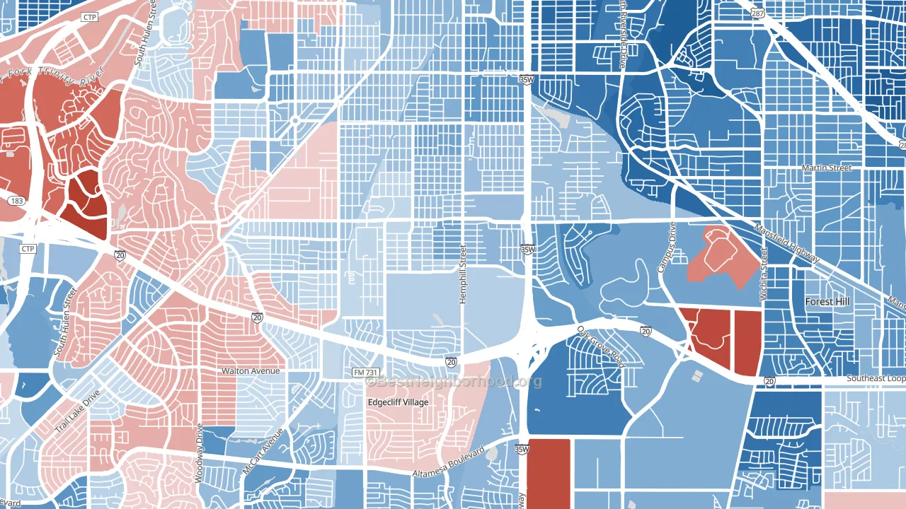 76115, TX block-group political-lean map