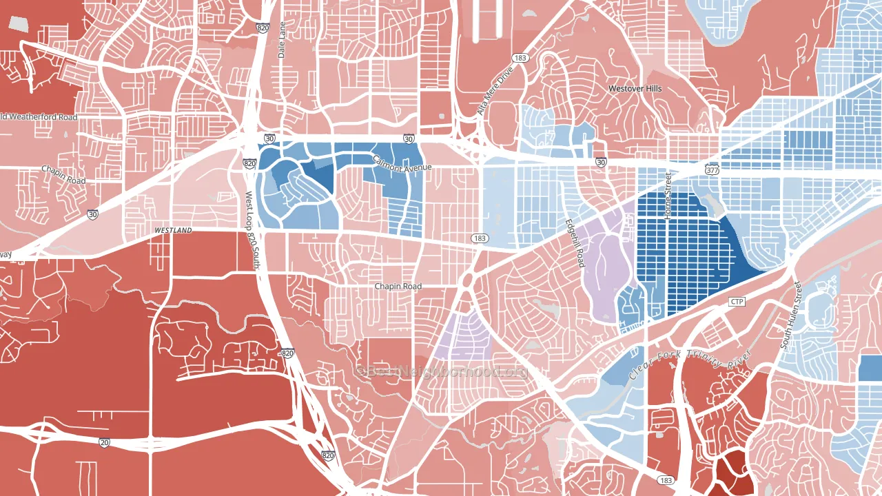 76116, TX block-group political-lean map