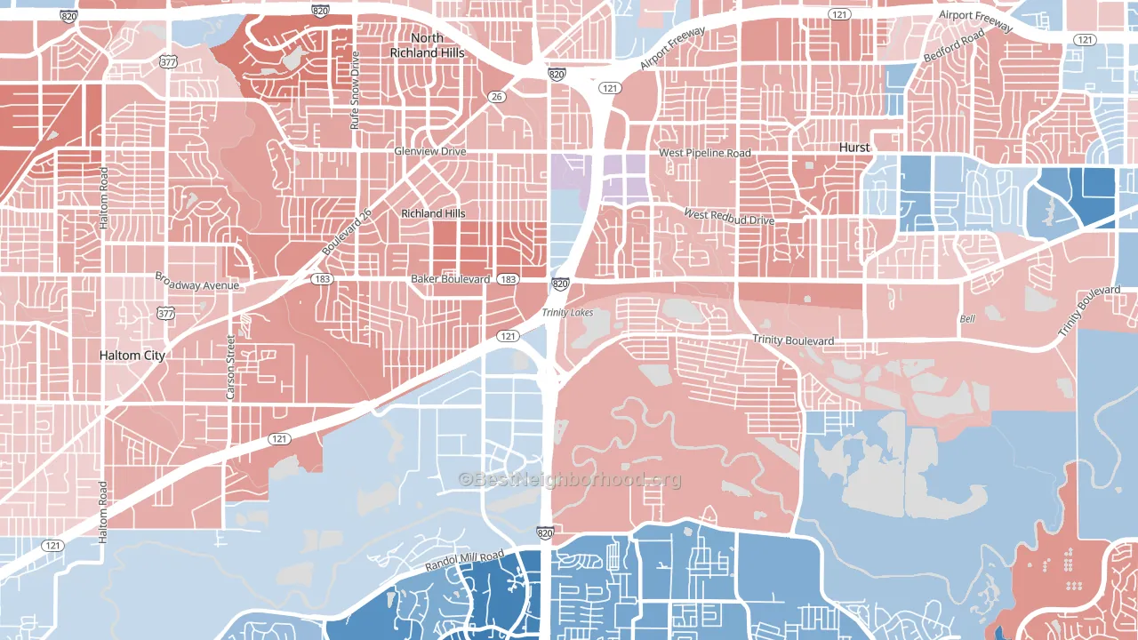 76118, TX block-group political-lean map
