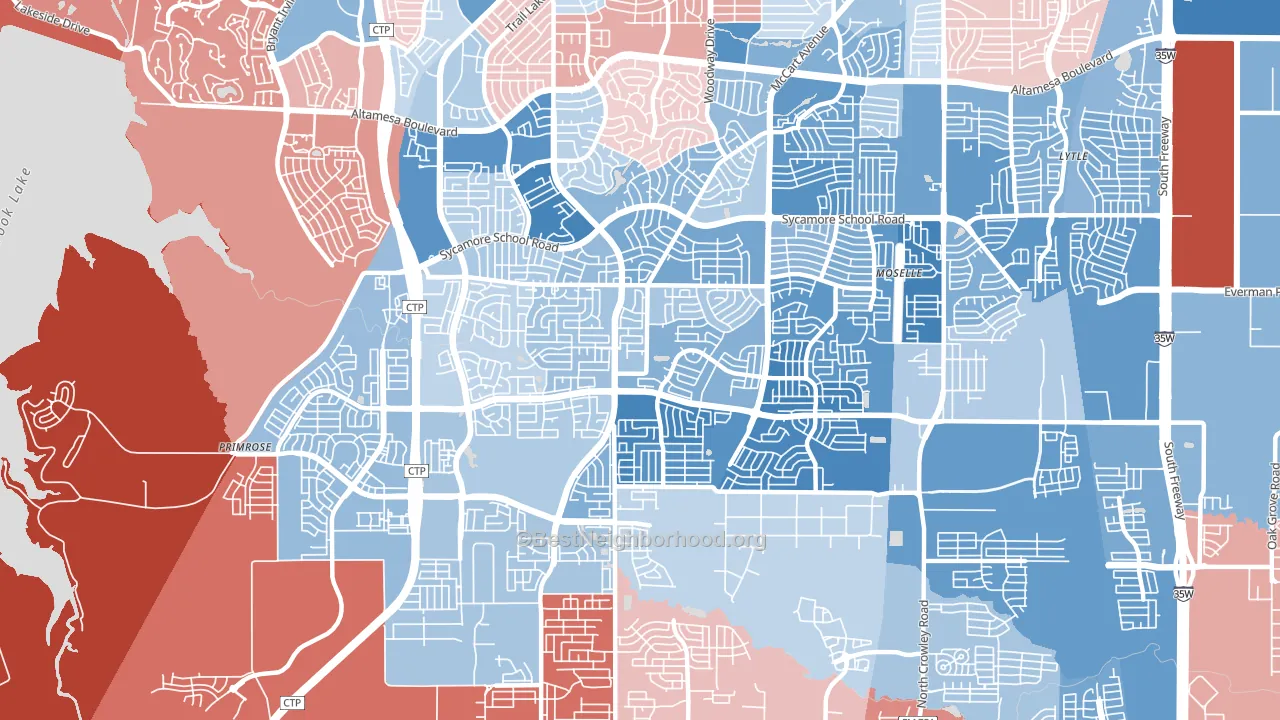 76123, TX block-group political-lean map