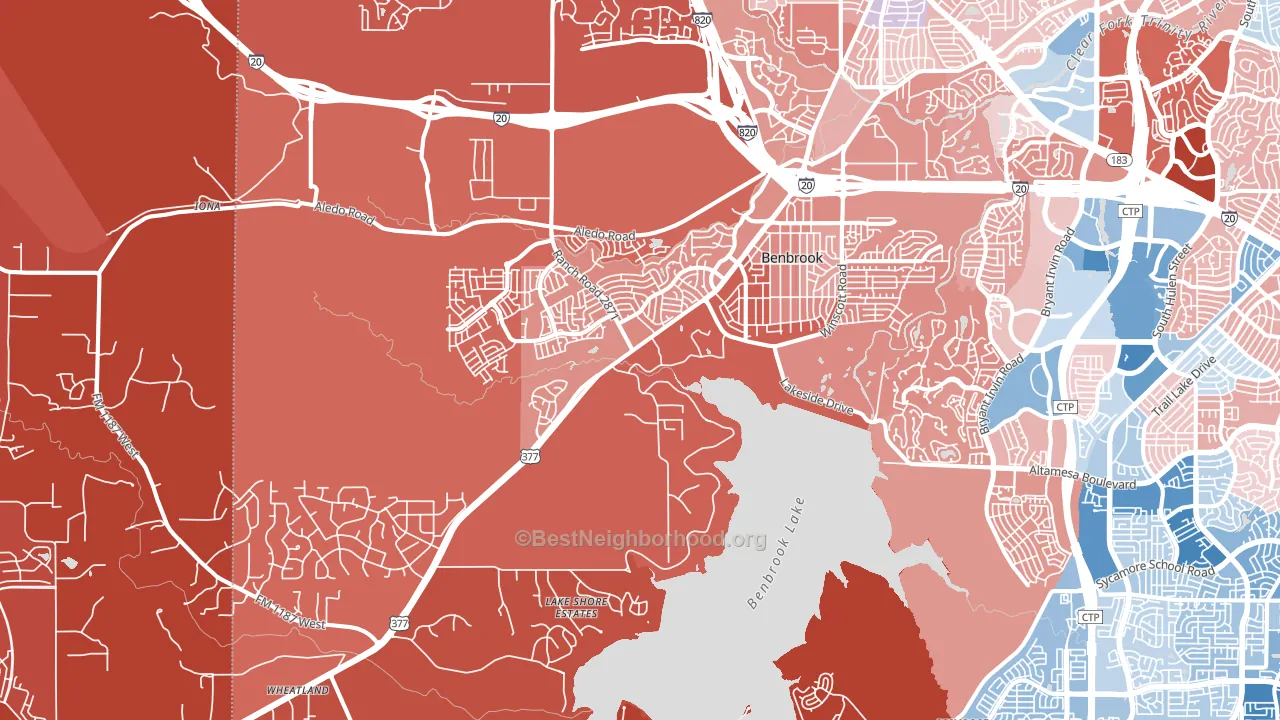 76126, TX block-group political-lean map