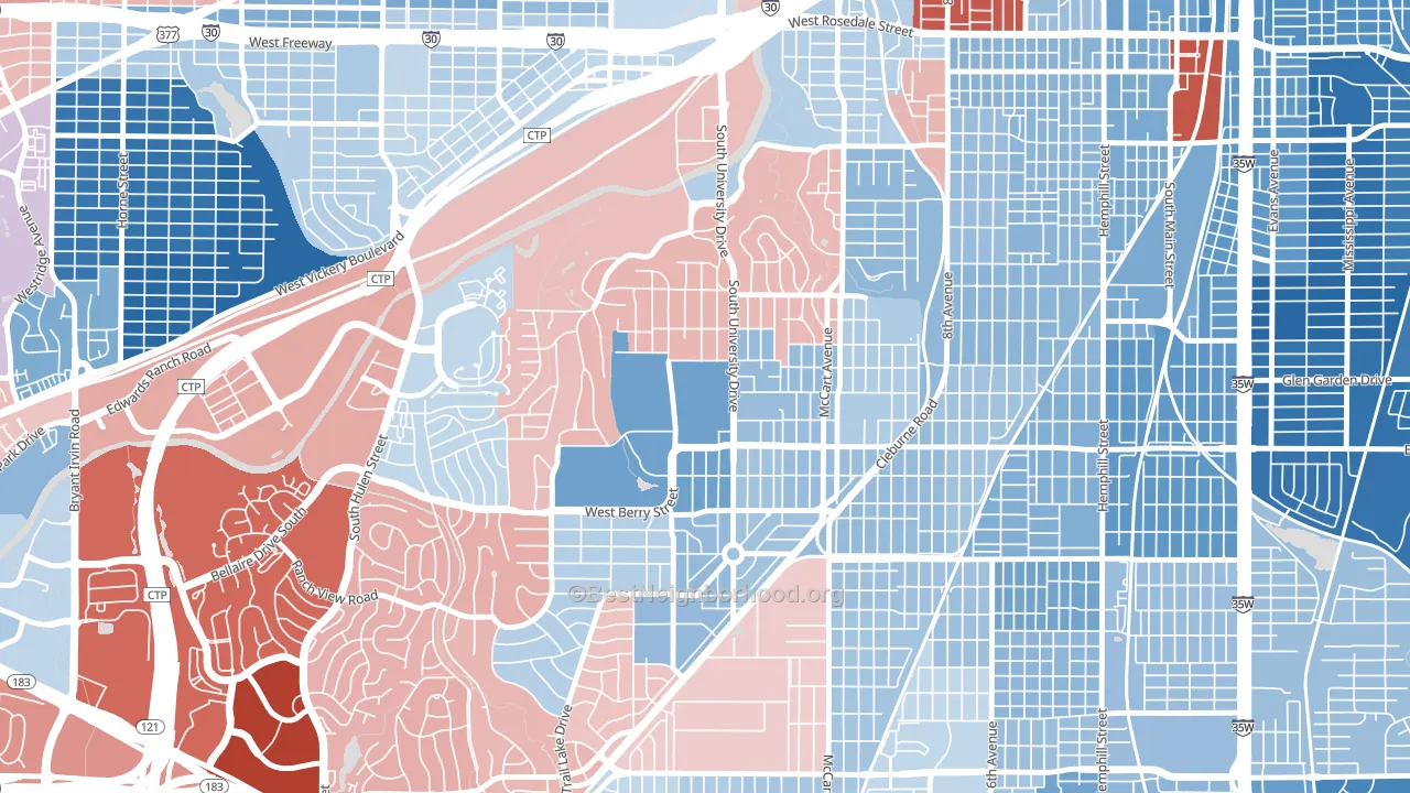 76129, TX block-group political-lean map