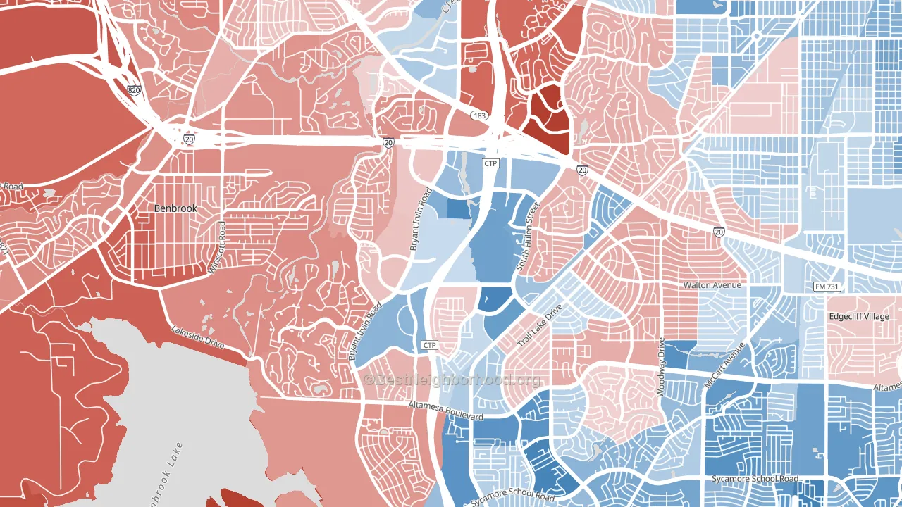 76132, TX block-group political-lean map