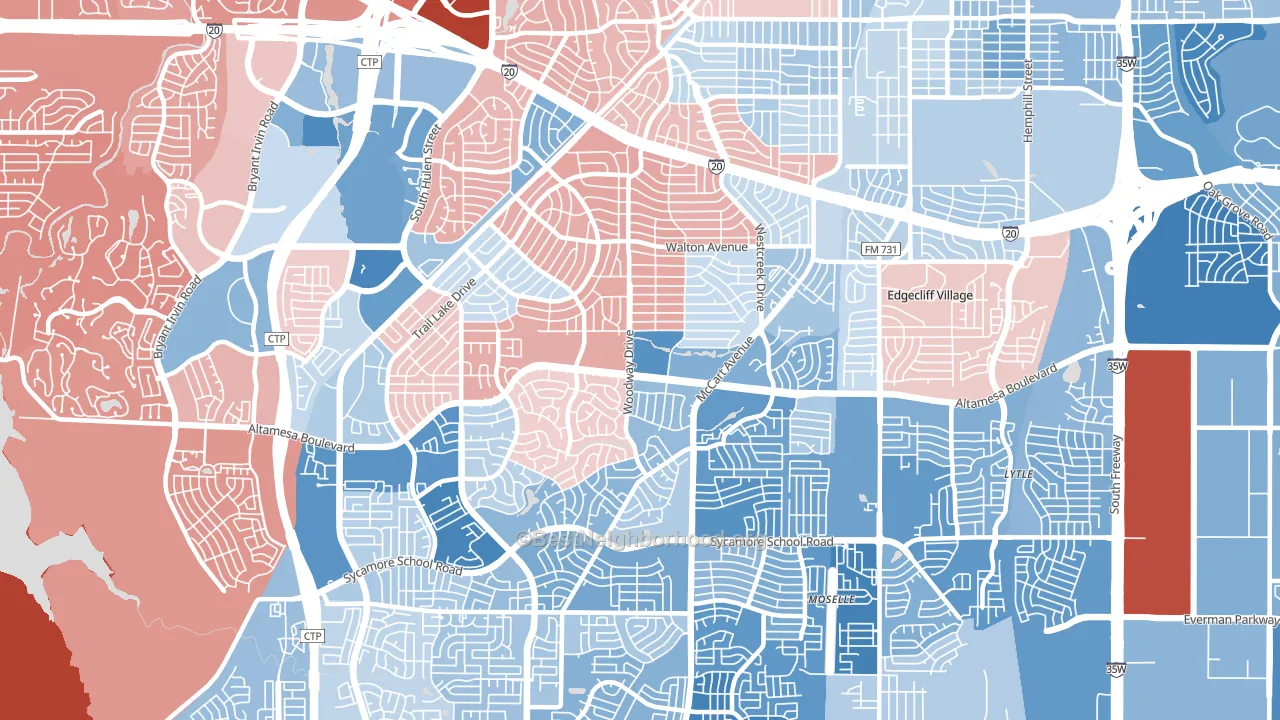 76133, TX block-group political-lean map