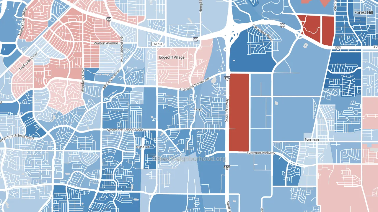 76134, TX block-group political-lean map