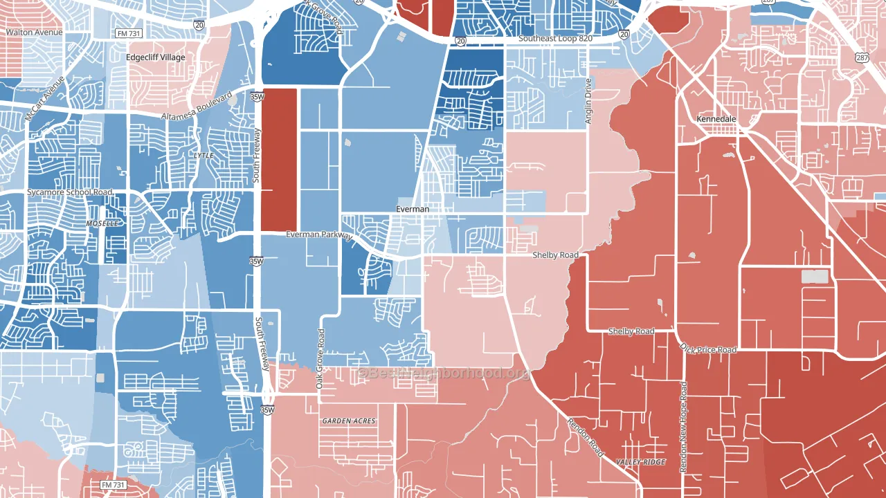 76140, TX block-group political-lean map