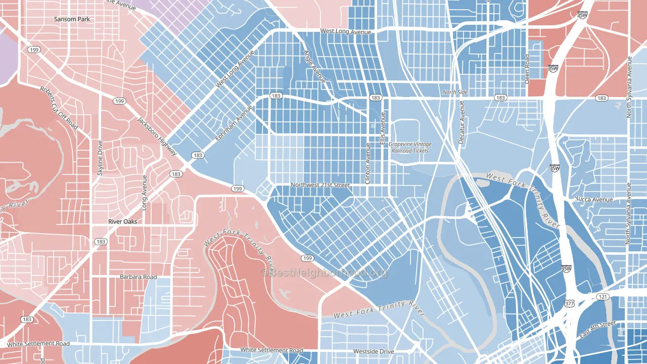 76164, TX block-group political-lean map