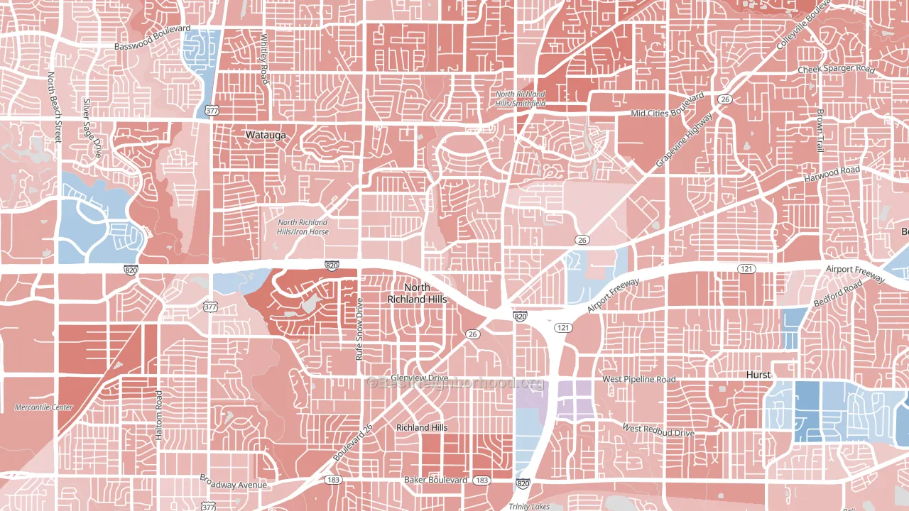 76180, TX block-group political-lean map