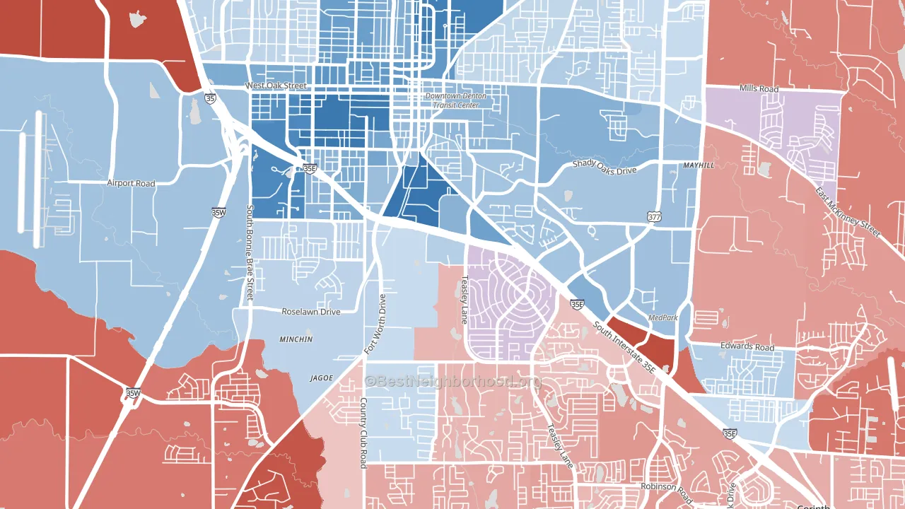 76205, TX block-group political-lean map