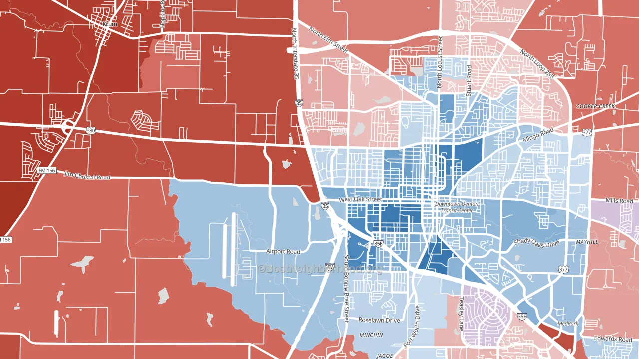 76207, TX block-group political-lean map