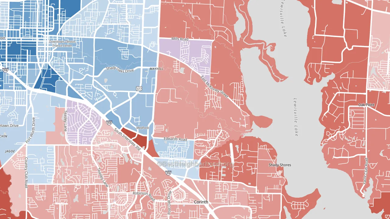 76208, TX block-group political-lean map