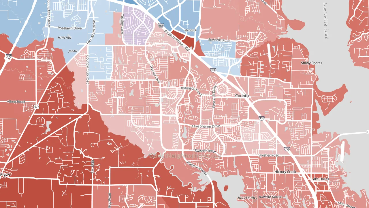 76210, TX block-group political-lean map