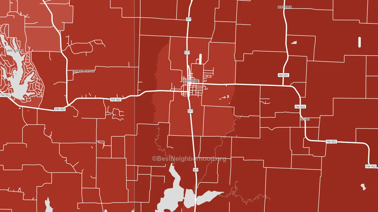 76233, TX block-group political-lean map