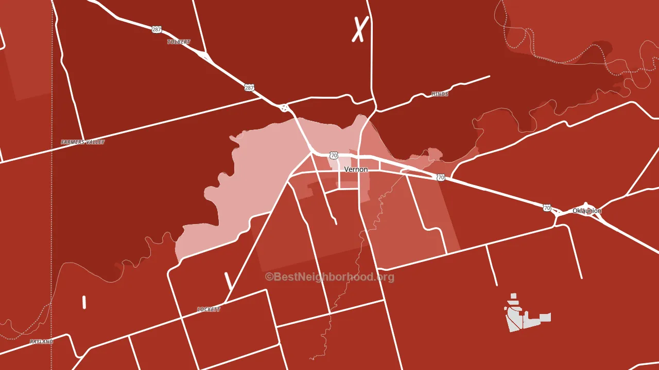 76384, TX block-group political-lean map