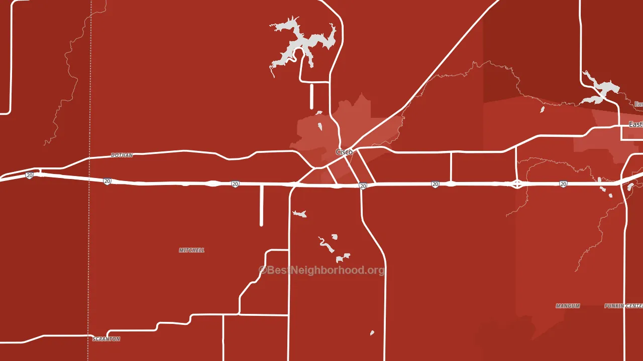 76437, TX block-group political-lean map