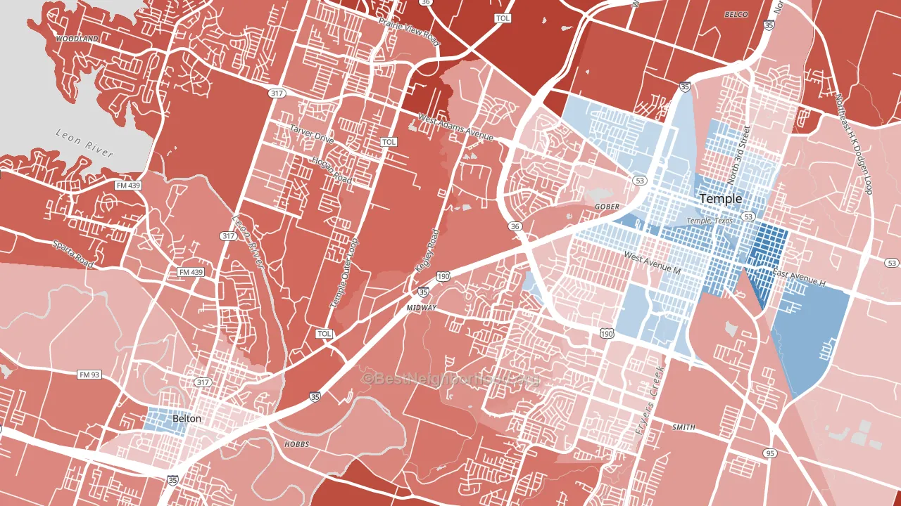 76502, TX block-group political-lean map