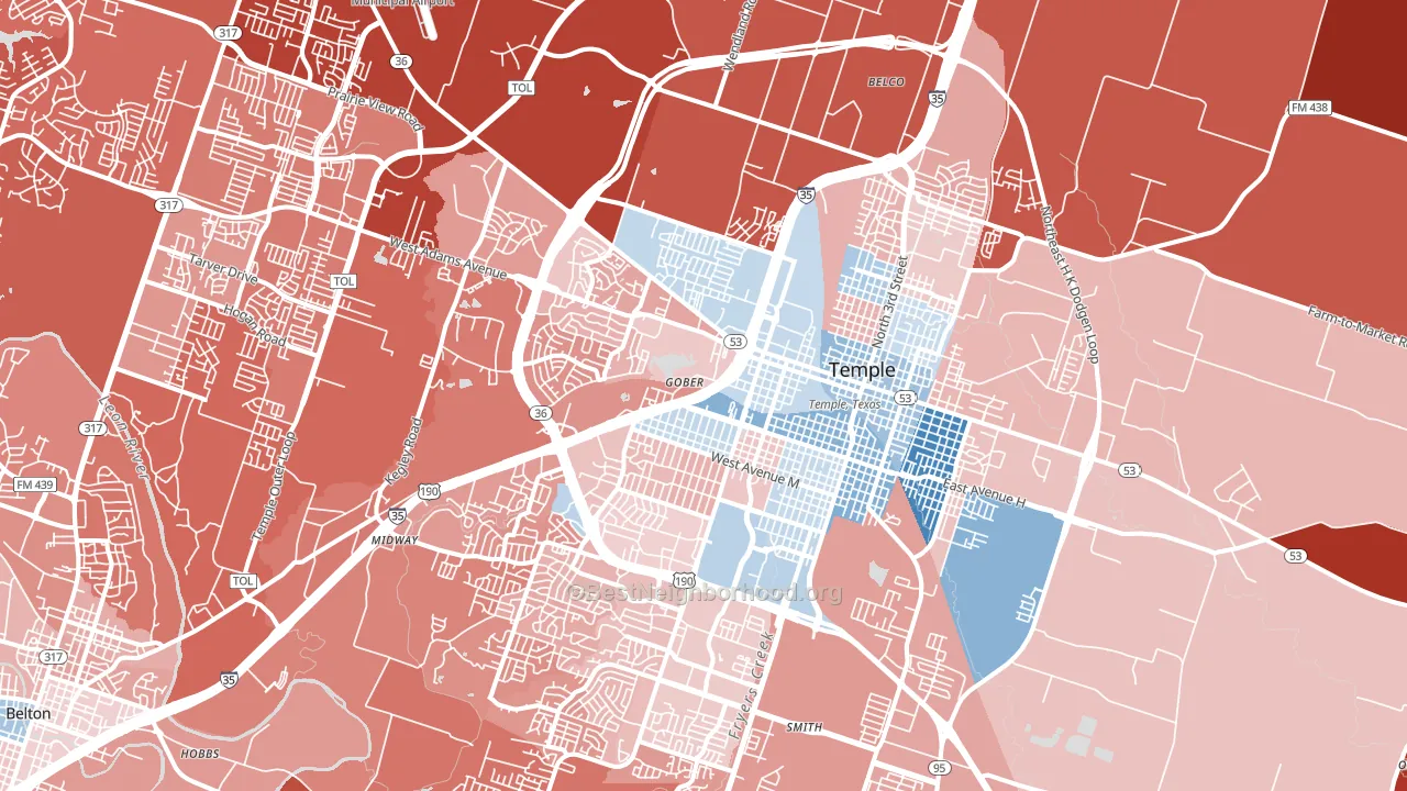 76504, TX block-group political-lean map