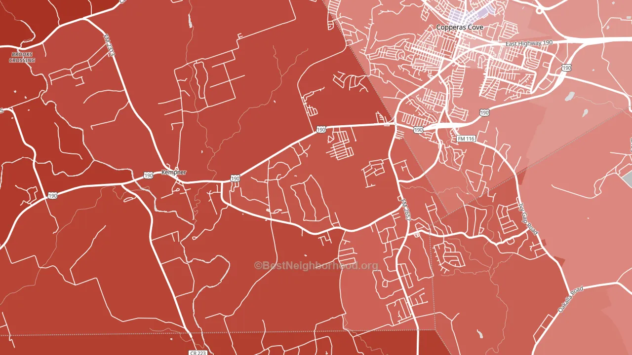 76539, TX block-group political-lean map