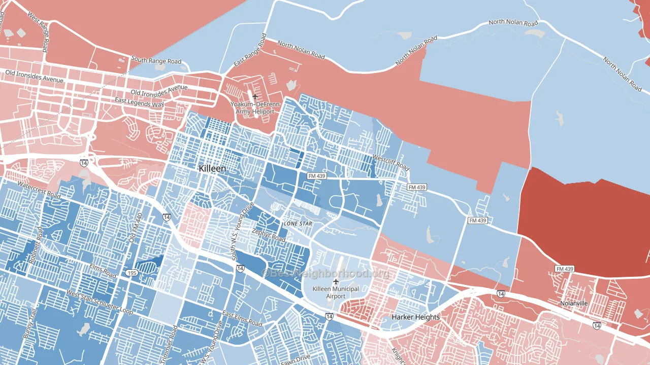 76543, TX block-group political-lean map