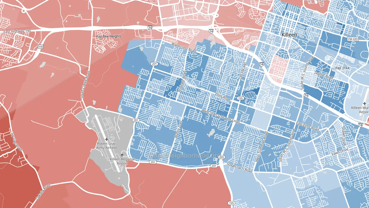76549, TX block-group political-lean map