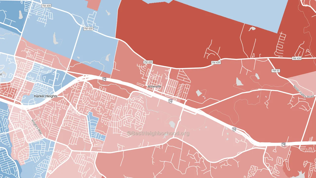 76559, TX block-group political-lean map