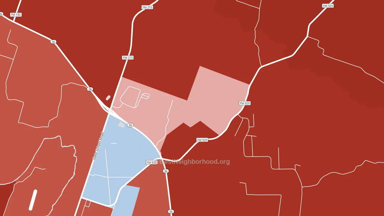 76597, TX block-group political-lean map