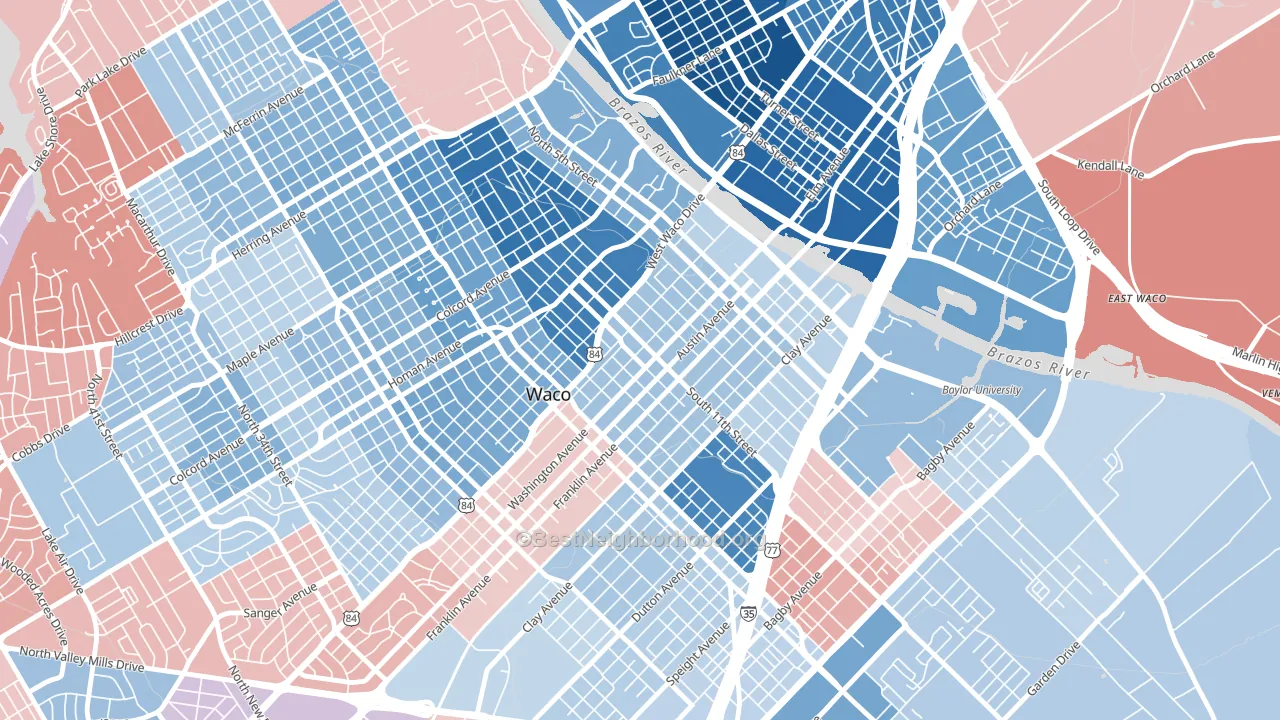 76701, TX block-group political-lean map