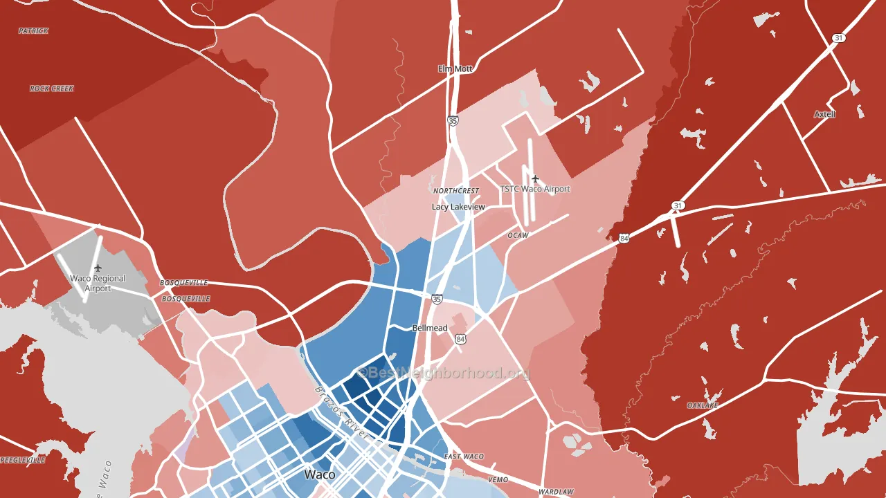 76705, TX block-group political-lean map